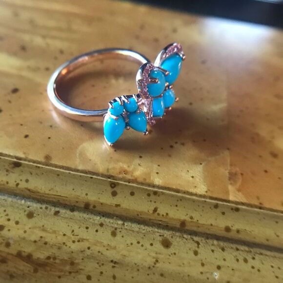 Natural Sleeping Beauty Turquoise Pink Sapphire Sterling Silver Ring Size 10 - Picture 4 of 7